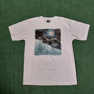 VINTAGE 1996 Earth Tones Wild Horse Snowy Night T Shirt Size Medium